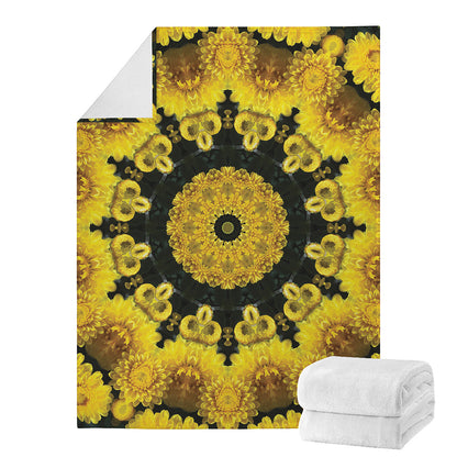 Yellow Flower Kaleidoscope Print Blanket