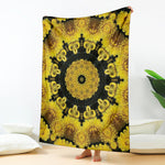 Yellow Flower Kaleidoscope Print Blanket