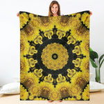 Yellow Flower Kaleidoscope Print Blanket