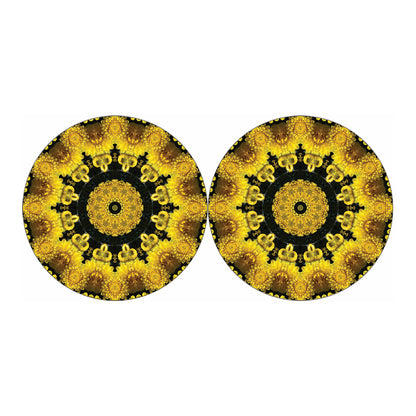 Yellow Flower Kaleidoscope Print Car Coasters