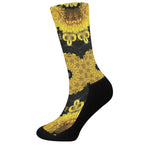 Yellow Flower Kaleidoscope Print Crew Socks