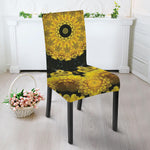 Yellow Flower Kaleidoscope Print Dining Chair Slipcover
