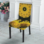 Yellow Flower Kaleidoscope Print Dining Chair Slipcover