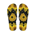 Yellow Flower Kaleidoscope Print Flip Flops