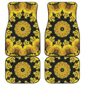Yellow Flower Kaleidoscope Print Front and Back Car Floor Mats