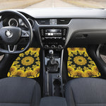 Yellow Flower Kaleidoscope Print Front and Back Car Floor Mats