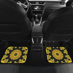 Yellow Flower Kaleidoscope Print Front and Back Car Floor Mats