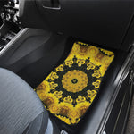 Yellow Flower Kaleidoscope Print Front and Back Car Floor Mats