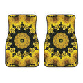 Yellow Flower Kaleidoscope Print Front Car Floor Mats