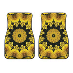 Yellow Flower Kaleidoscope Print Front Car Floor Mats