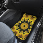 Yellow Flower Kaleidoscope Print Front Car Floor Mats