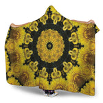 Yellow Flower Kaleidoscope Print Hooded Blanket