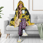 Yellow Flower Kaleidoscope Print Hooded Blanket
