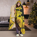 Yellow Flower Kaleidoscope Print Hooded Blanket
