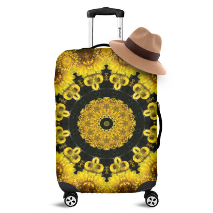 Yellow Flower Kaleidoscope Print Luggage Cover