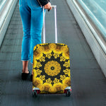Yellow Flower Kaleidoscope Print Luggage Cover