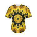 Yellow Flower Kaleidoscope Print Men's Baseball Jersey