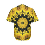 Yellow Flower Kaleidoscope Print Men's Baseball Jersey