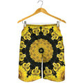 Yellow Flower Kaleidoscope Print Men's Shorts