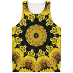Yellow Flower Kaleidoscope Print Men's Tank Top