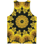 Yellow Flower Kaleidoscope Print Men's Tank Top