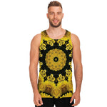 Yellow Flower Kaleidoscope Print Men's Tank Top
