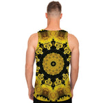 Yellow Flower Kaleidoscope Print Men's Tank Top