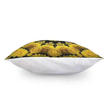 Yellow Flower Kaleidoscope Print Pillow Cover