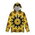 Yellow Flower Kaleidoscope Print Pullover Hoodie