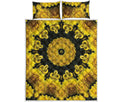 Yellow Flower Kaleidoscope Print Quilt Bed Set