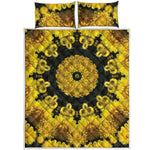 Yellow Flower Kaleidoscope Print Quilt Bed Set