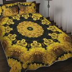 Yellow Flower Kaleidoscope Print Quilt Bed Set