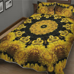 Yellow Flower Kaleidoscope Print Quilt Bed Set