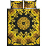 Yellow Flower Kaleidoscope Print Quilt Bed Set