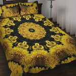 Yellow Flower Kaleidoscope Print Quilt Bed Set