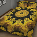 Yellow Flower Kaleidoscope Print Quilt Bed Set