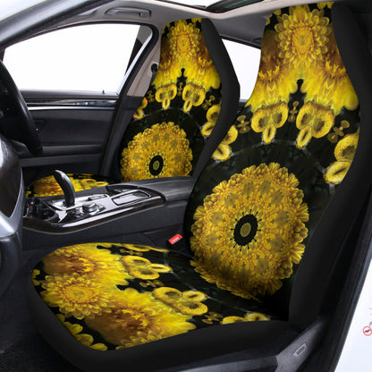 Yellow Flower Kaleidoscope Print Universal Fit Car Seat Covers