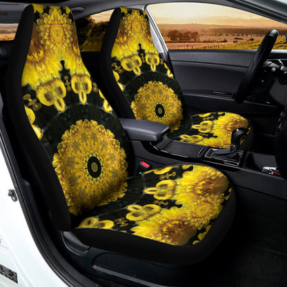 Yellow Flower Kaleidoscope Print Universal Fit Car Seat Covers