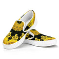 Yellow Flower Kaleidoscope Print White Slip On Sneakers