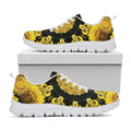 Yellow Flower Kaleidoscope Print White Running Shoes