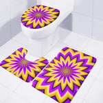 Yellow Flower Moving Optical Illusion 3 Piece Bath Mat Set