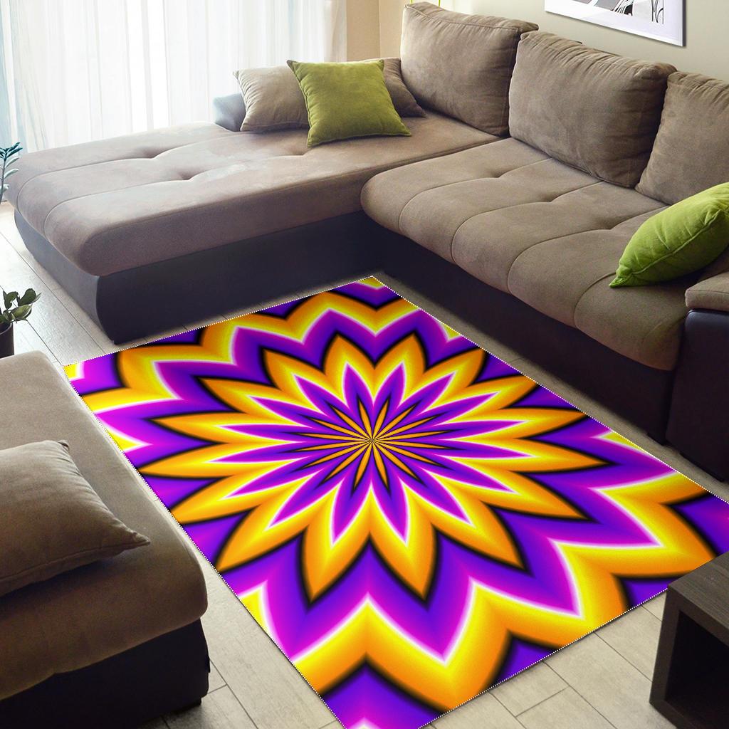 Yellow Flower Moving Optical Illusion Area Rug GearFrost