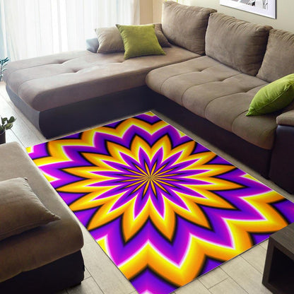 Yellow Flower Moving Optical Illusion Area Rug GearFrost
