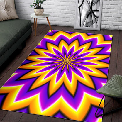 Yellow Flower Moving Optical Illusion Area Rug GearFrost