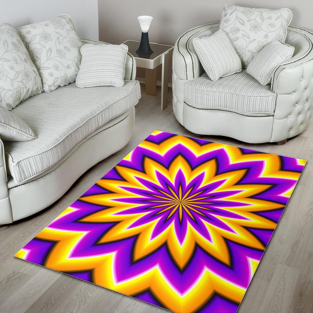 Yellow Flower Moving Optical Illusion Area Rug GearFrost
