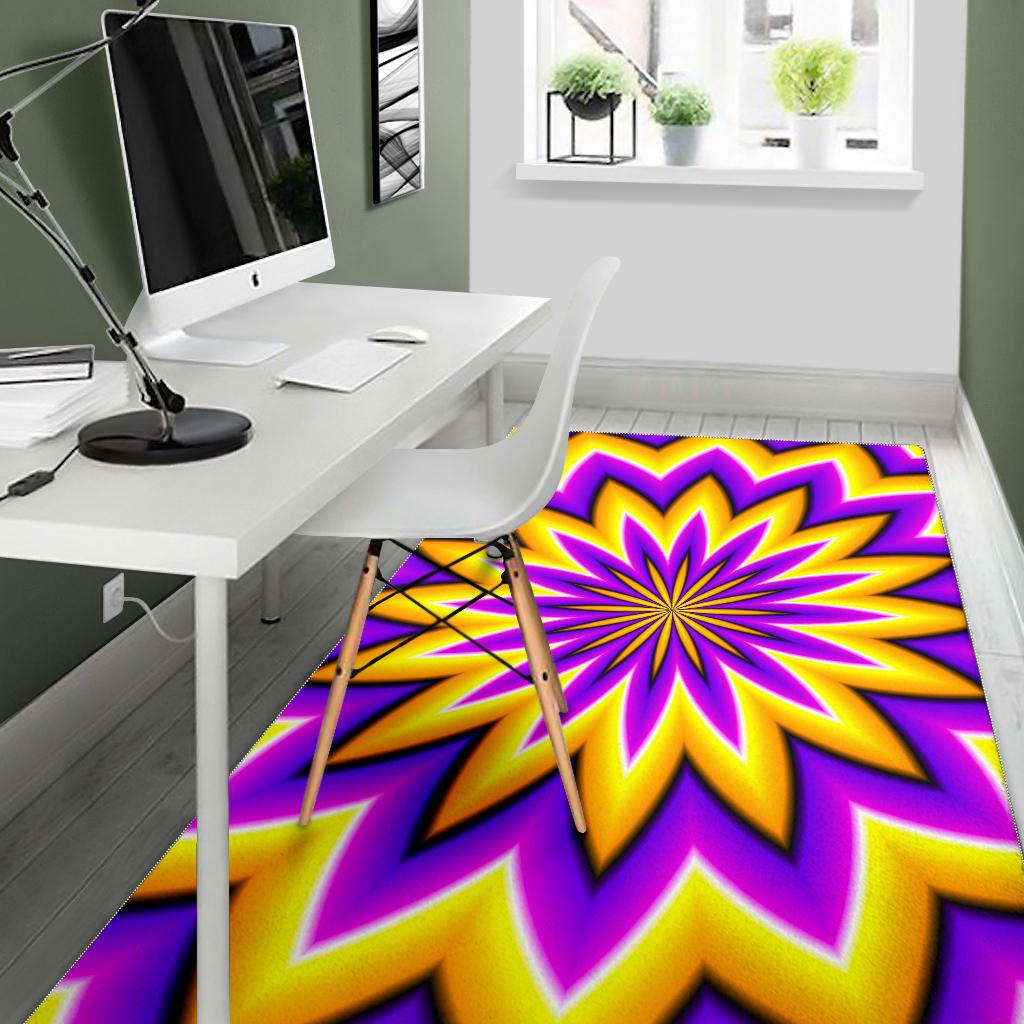 Yellow Flower Moving Optical Illusion Area Rug GearFrost