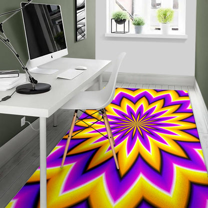 Yellow Flower Moving Optical Illusion Area Rug GearFrost