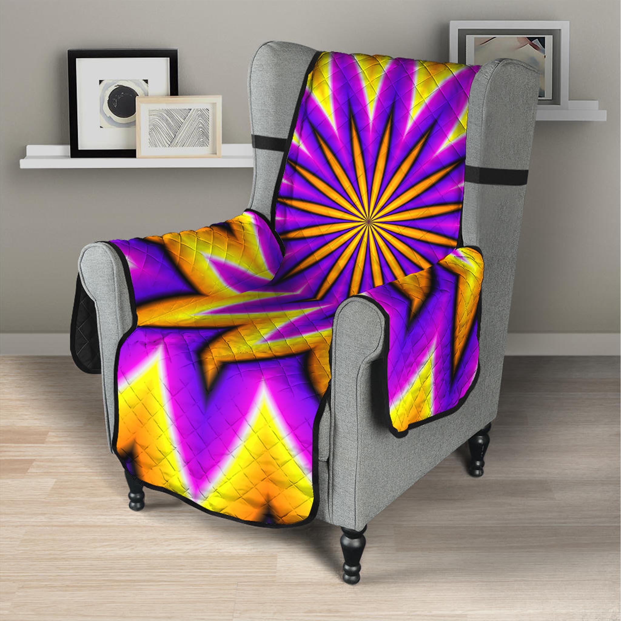 Yellow Flower Moving Optical Illusion Armchair Protector