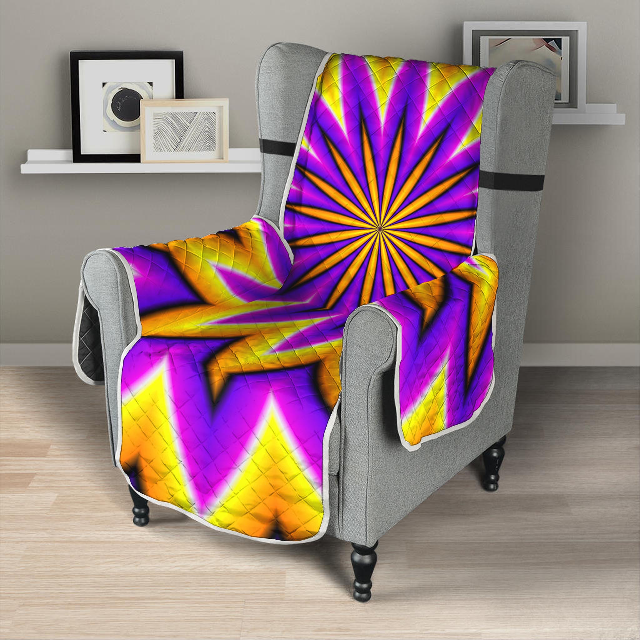 Yellow Flower Moving Optical Illusion Armchair Protector