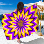 Yellow Flower Moving Optical Illusion Beach Sarong Wrap